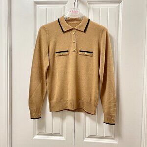 Vintage Marks & Spencer Polo Knit Sweater Camel Black- S